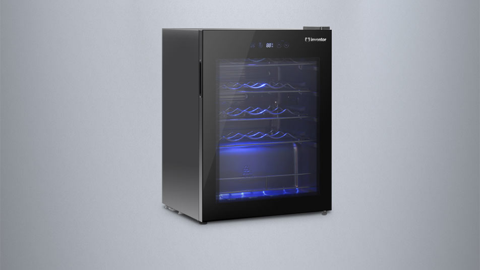 Vino Wine Cooler 66L, LED interior light and elegant glass door fridge